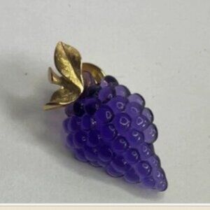Vintage Avon Grapes Tie Tack, Purple Lucite Grape Cluster Lapel Pin